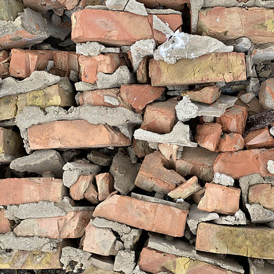 Masonry Recycling 1 Pile of recycled masonry materials