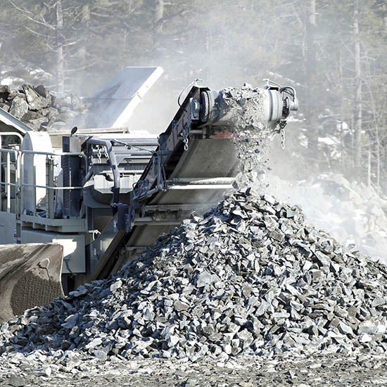 Pile of crushed rock from a rock crusher