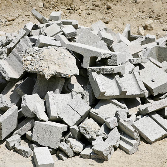 Pile of recycled cinder block